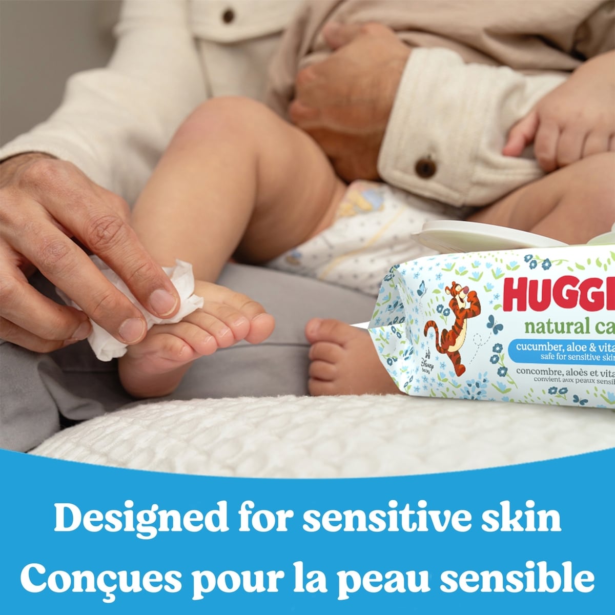 Lingettes rafraîchissantes pour bébés Huggies Natural Care, parfumées, 1 emballage à couvercle rabattable (total de 56 lingettes)