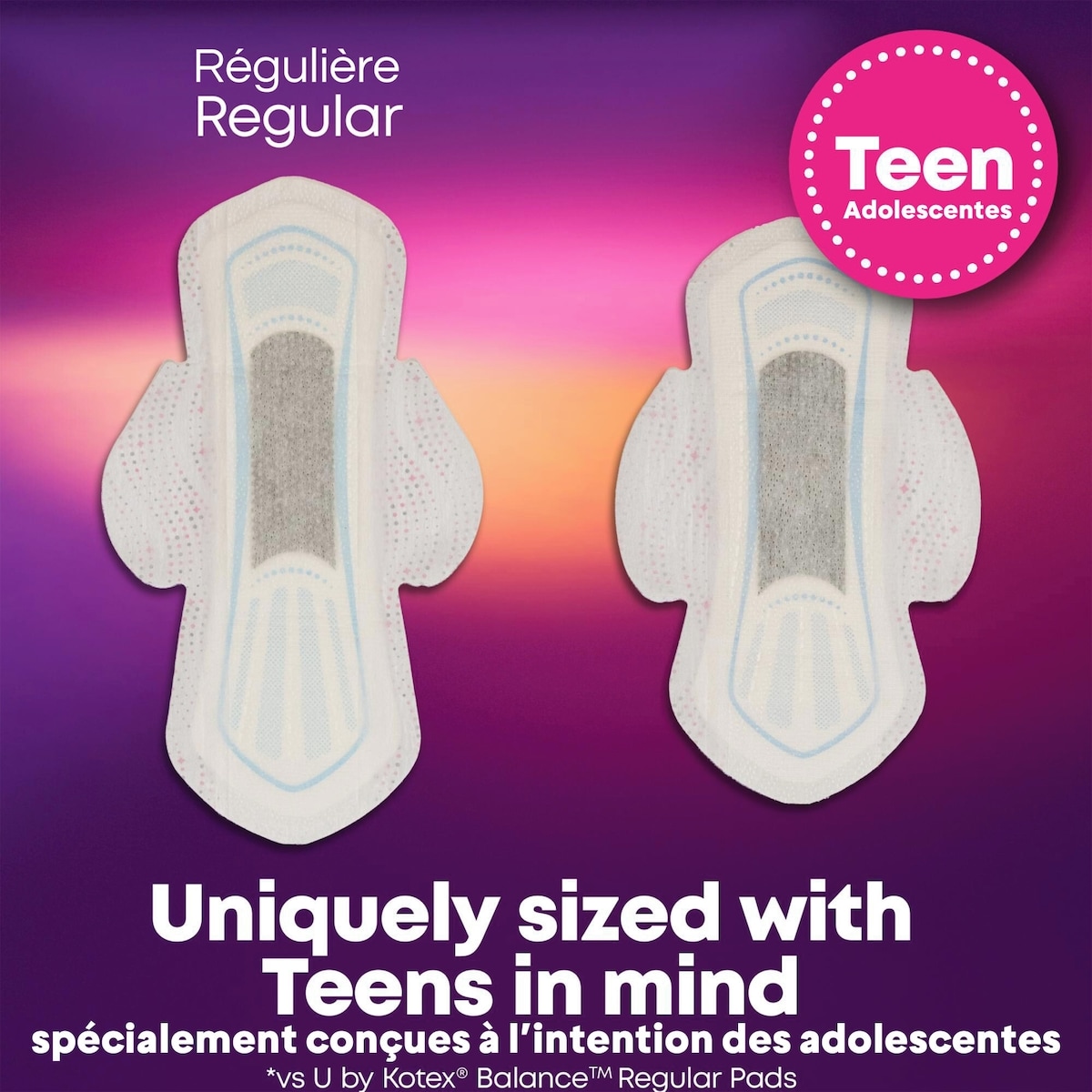 Serviettes Teen ultra minces avec ailes, protection de nuit, emb. de 24