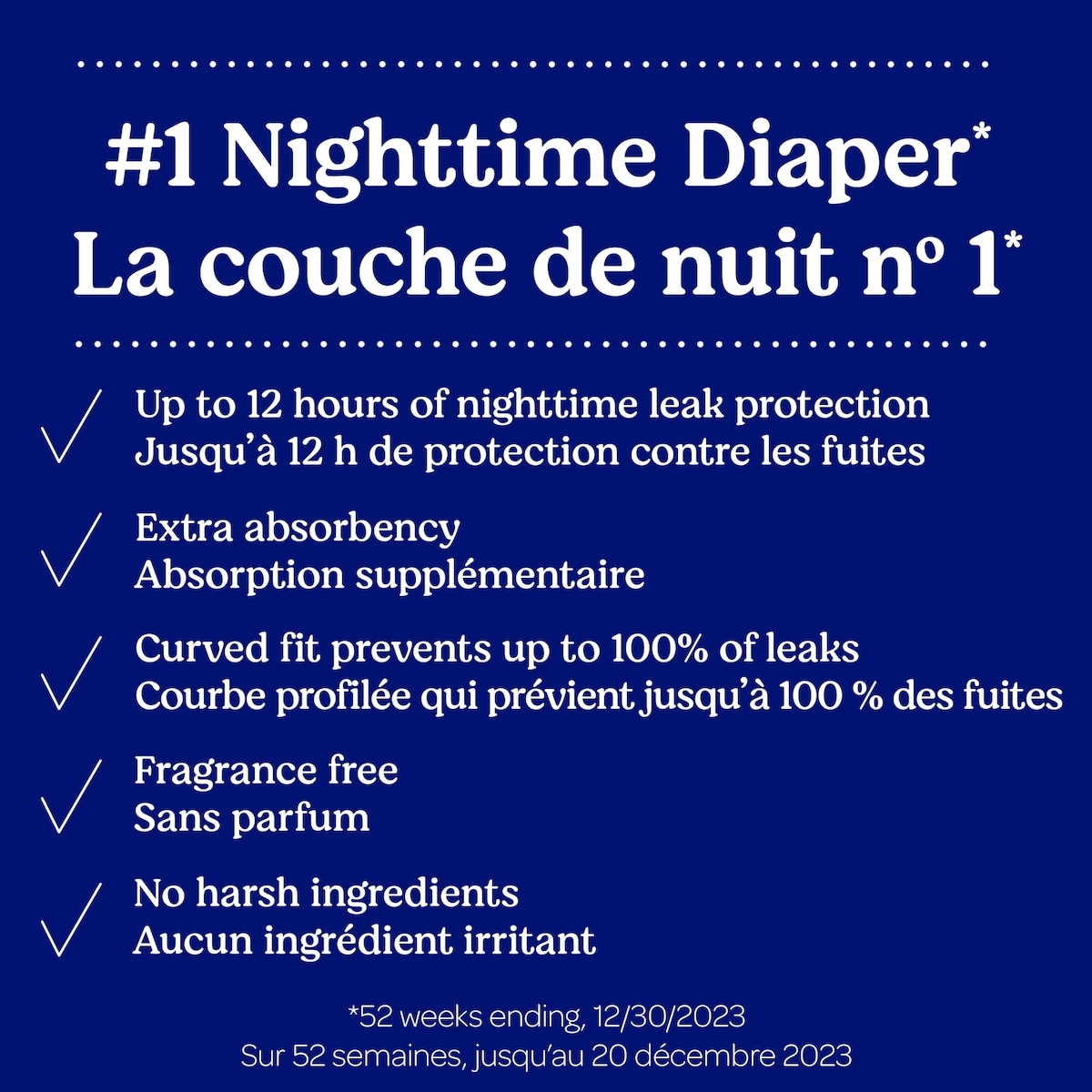 Overnites Nighttime Baby Diapers, Size 4 (22-37 lbs), 58 Ct