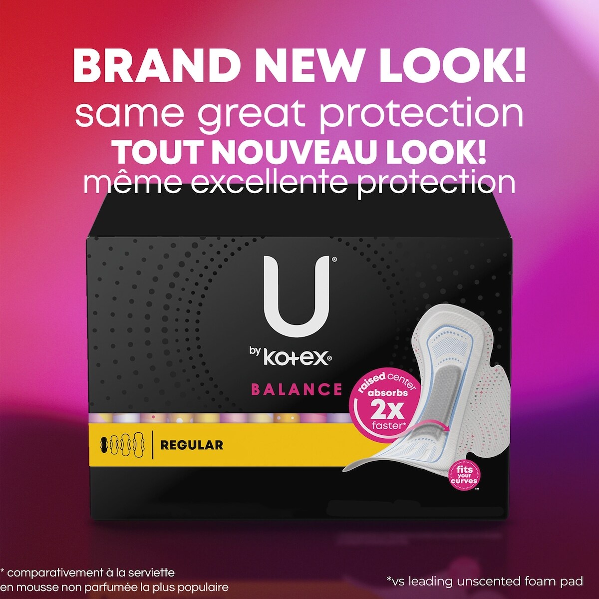 Serviettes ultraminces U by Kotex Balance avec ailes