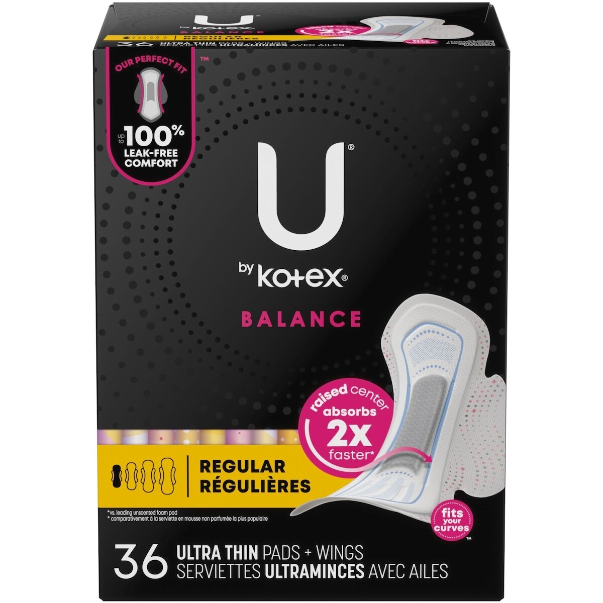 Serviettes ultraminces U by Kotex Balance avec ailes