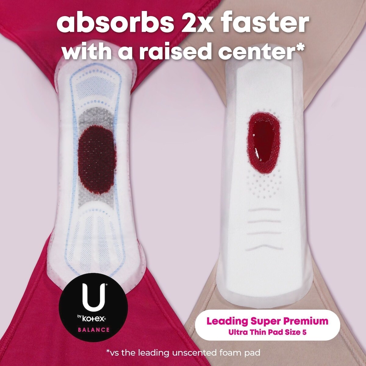 Serviettes ultraminces U by Kotex Balance avec ailes
