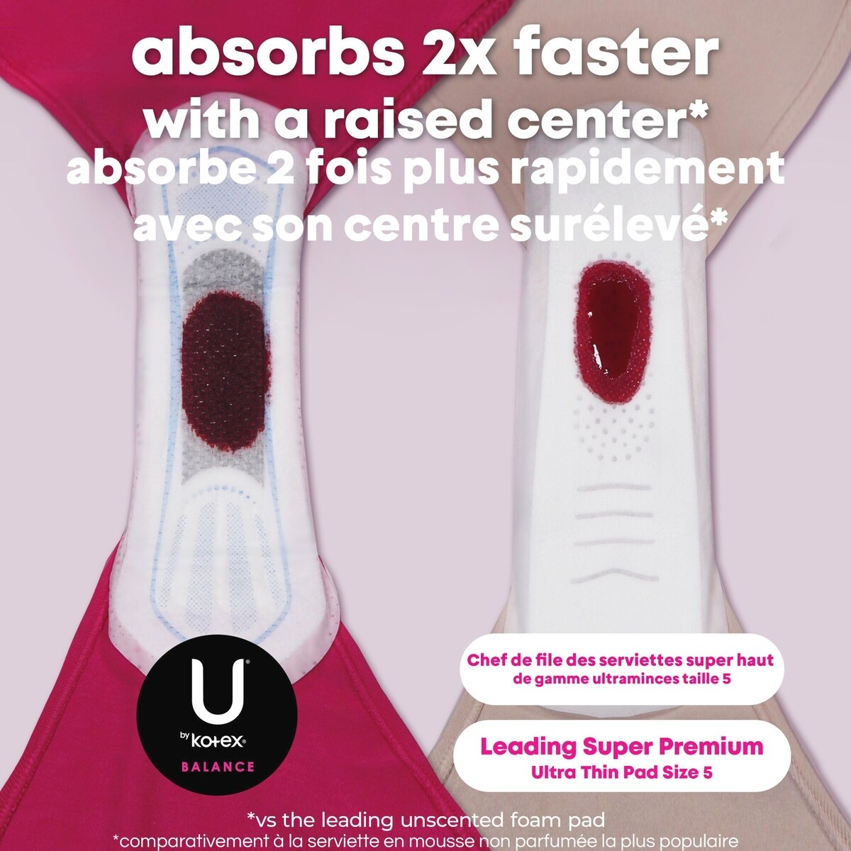 Serviettes ultraminces U by Kotex Balance avec ailes