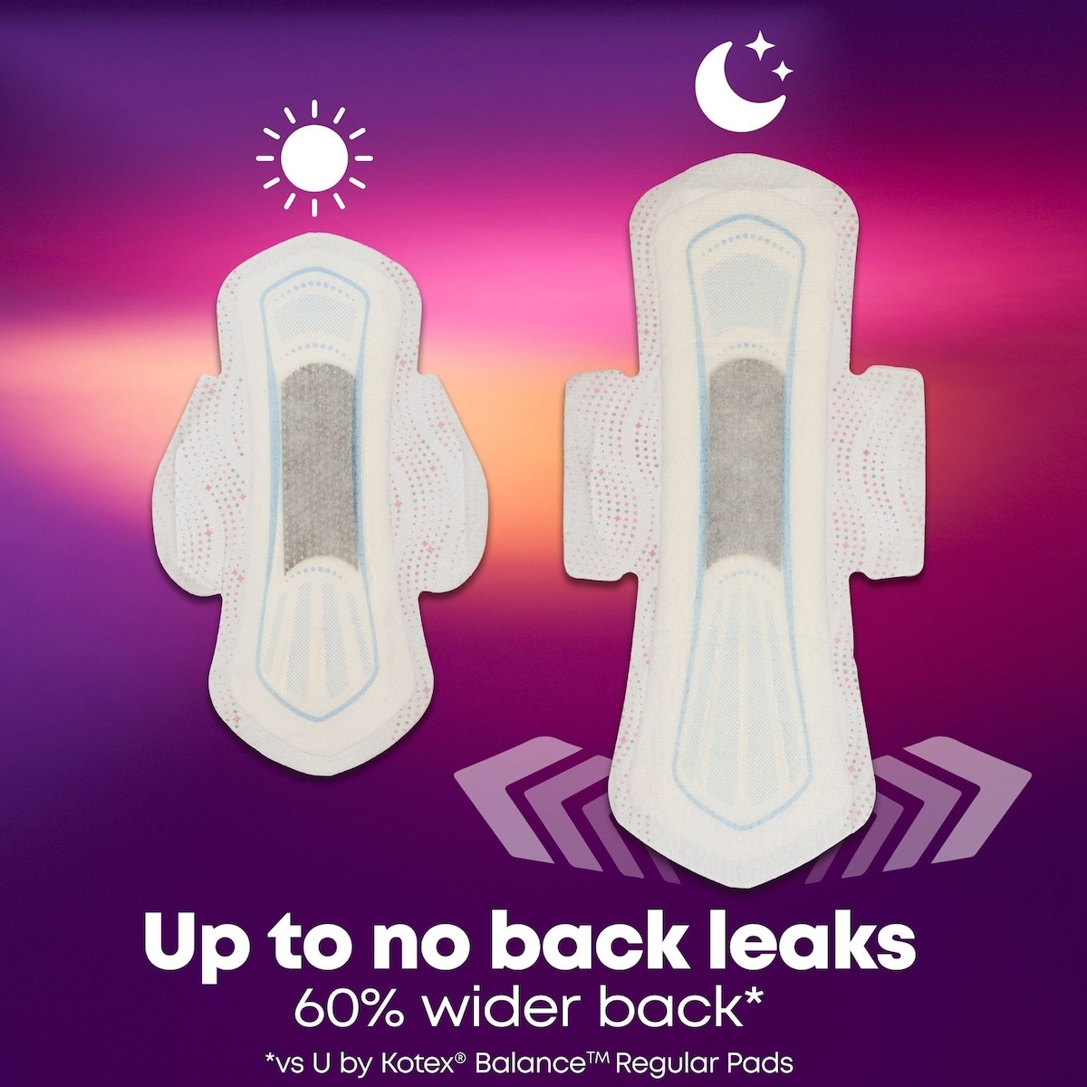 Serviettes ultraminces de nuit U by Kotex Balance avec ailes