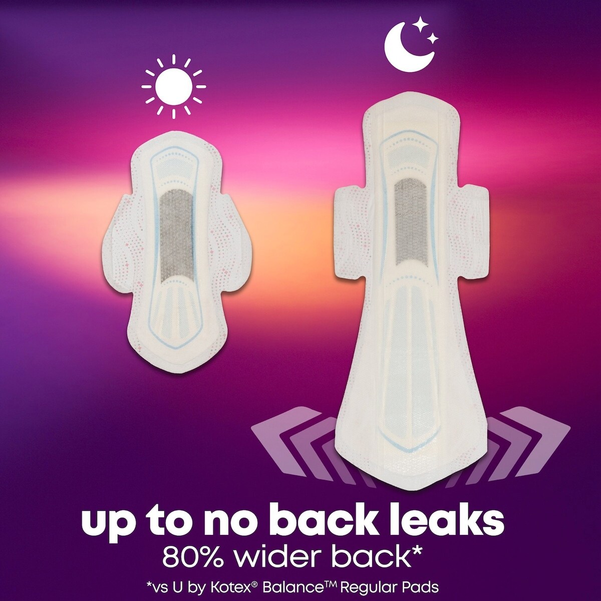 Serviettes ultraminces de nuit U by Kotex Balance avec ailes, absorption très élevée