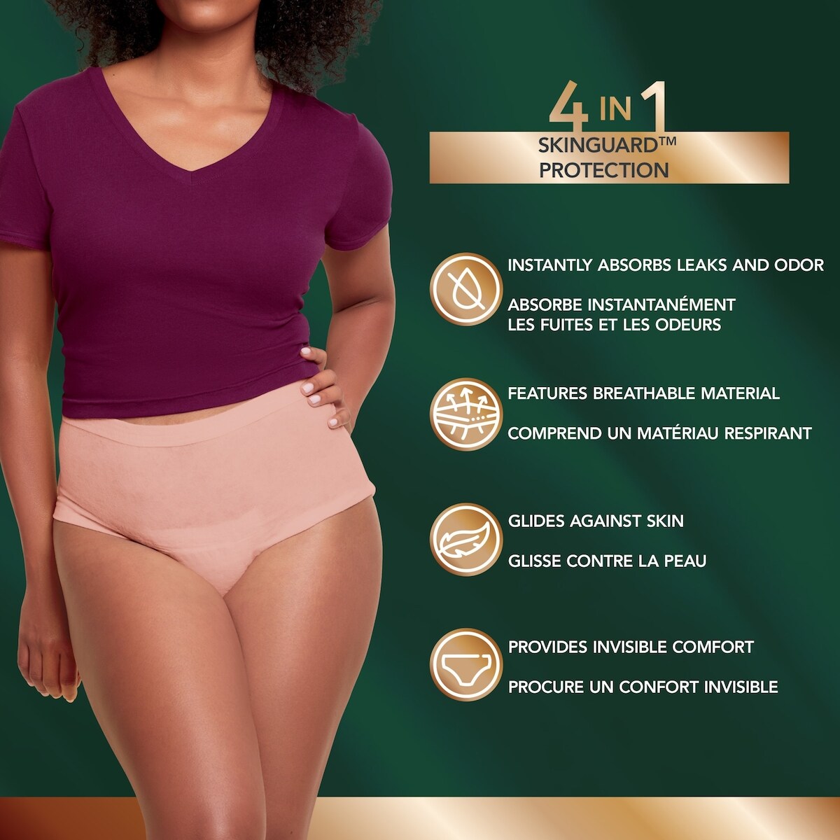 Sous-vêtements d’incontinence et de post-partum Depend Silhouette pour femmes adultes, petites, absorption maximale