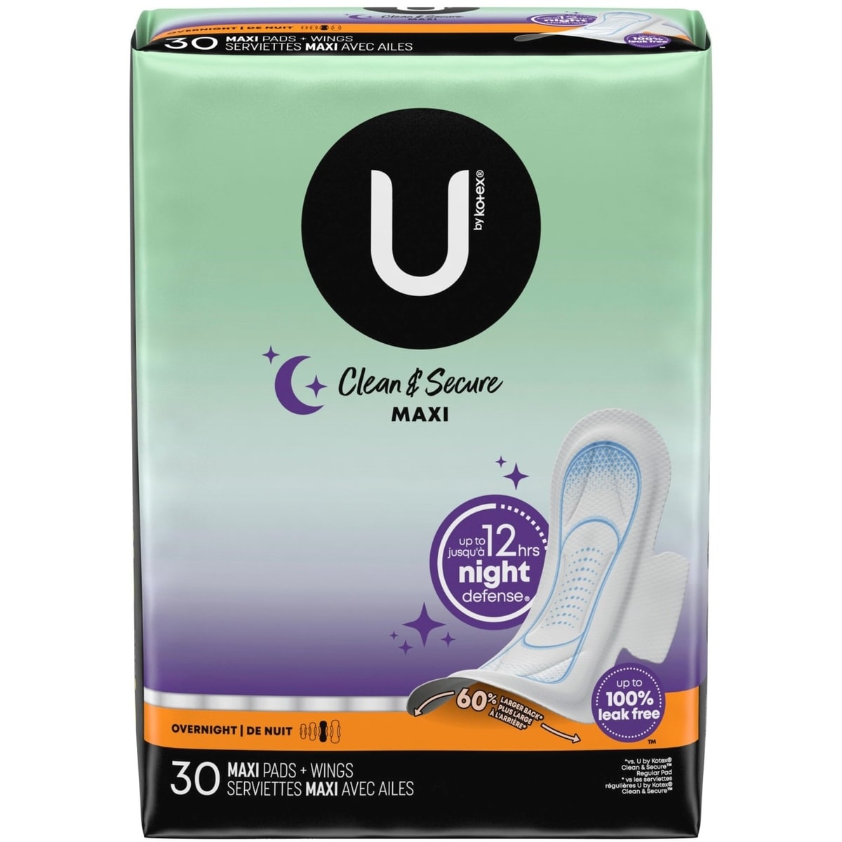 Clean & Secure Overnight Maxi Pads with Wings