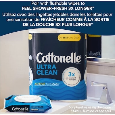 Papier hygiénique Ultra Clean, papier hygiénique robuste, 6 méga rouleaux (6 méga rouleaux = 24 rouleaux ordinaires), 284 feuilles par rouleau 6