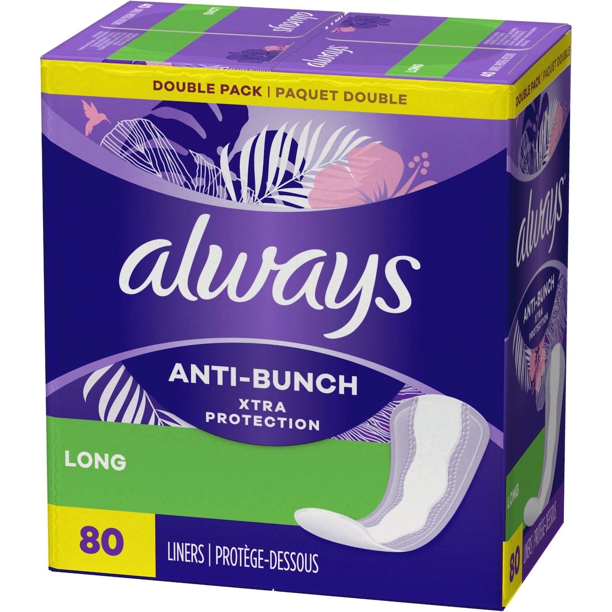 Protège-dessous quotidiens Always Anti-Bunch Xtra Protection, non parfumés, longs, Anti-Bunch vous aide à rester confortable