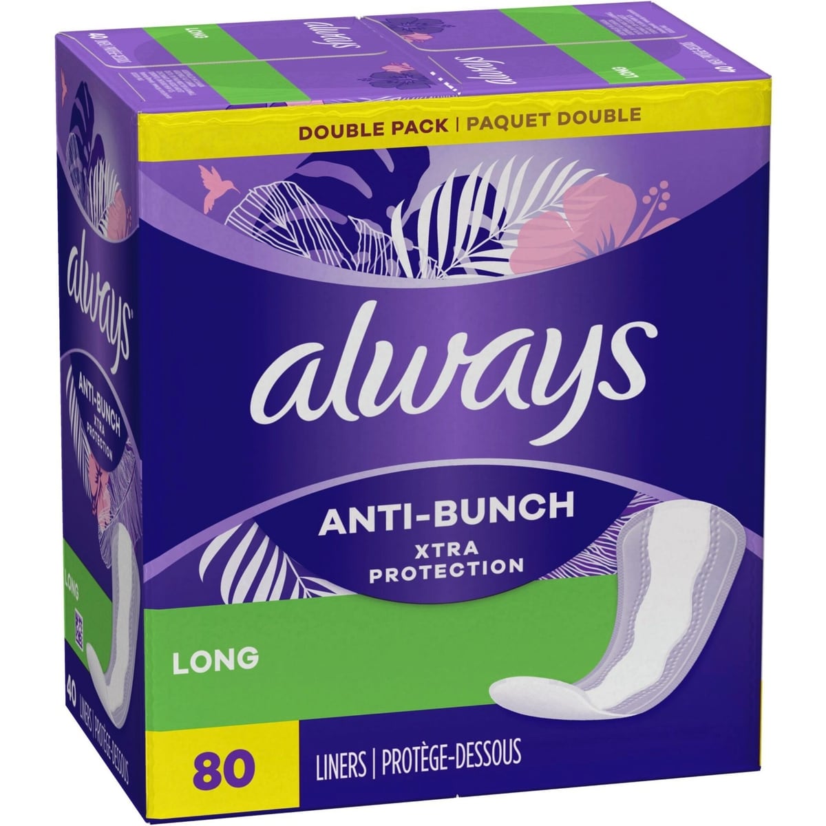 Protège-dessous quotidiens Always Anti-Bunch Xtra Protection, non parfumés, longs, Anti-Bunch vous aide à rester confortable