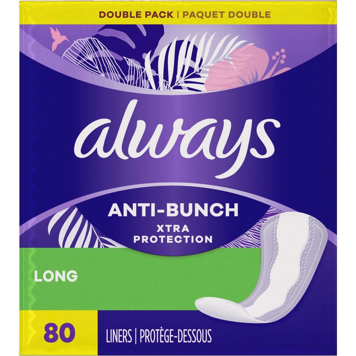 Protège-dessous quotidiens Always Anti-Bunch Xtra Protection, non parfumés, longs, Anti-Bunch vous aide à rester confortable