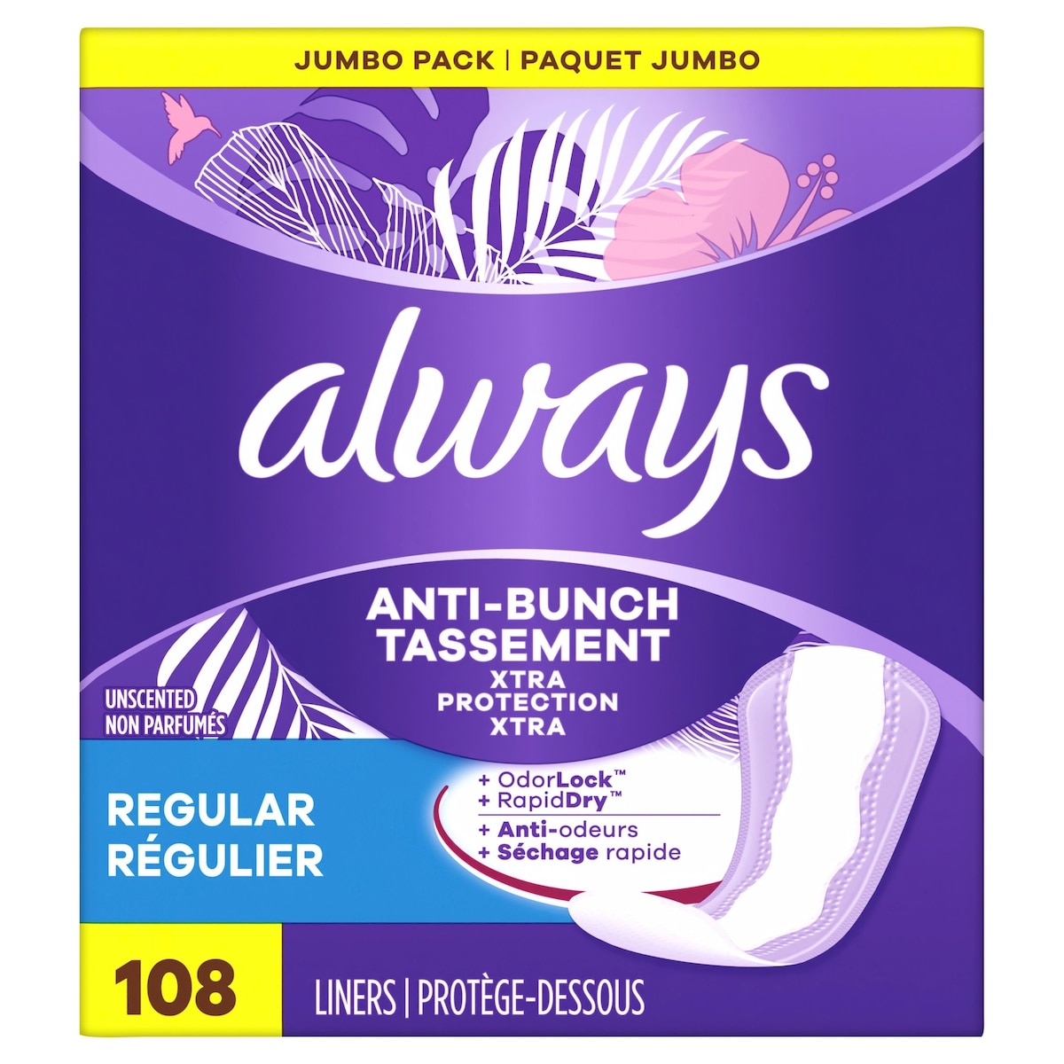 Always Anti-Bunch Xtra Protection Daily Liners Regular Unscented, Anti Bunch Helps You Feel Comfortable