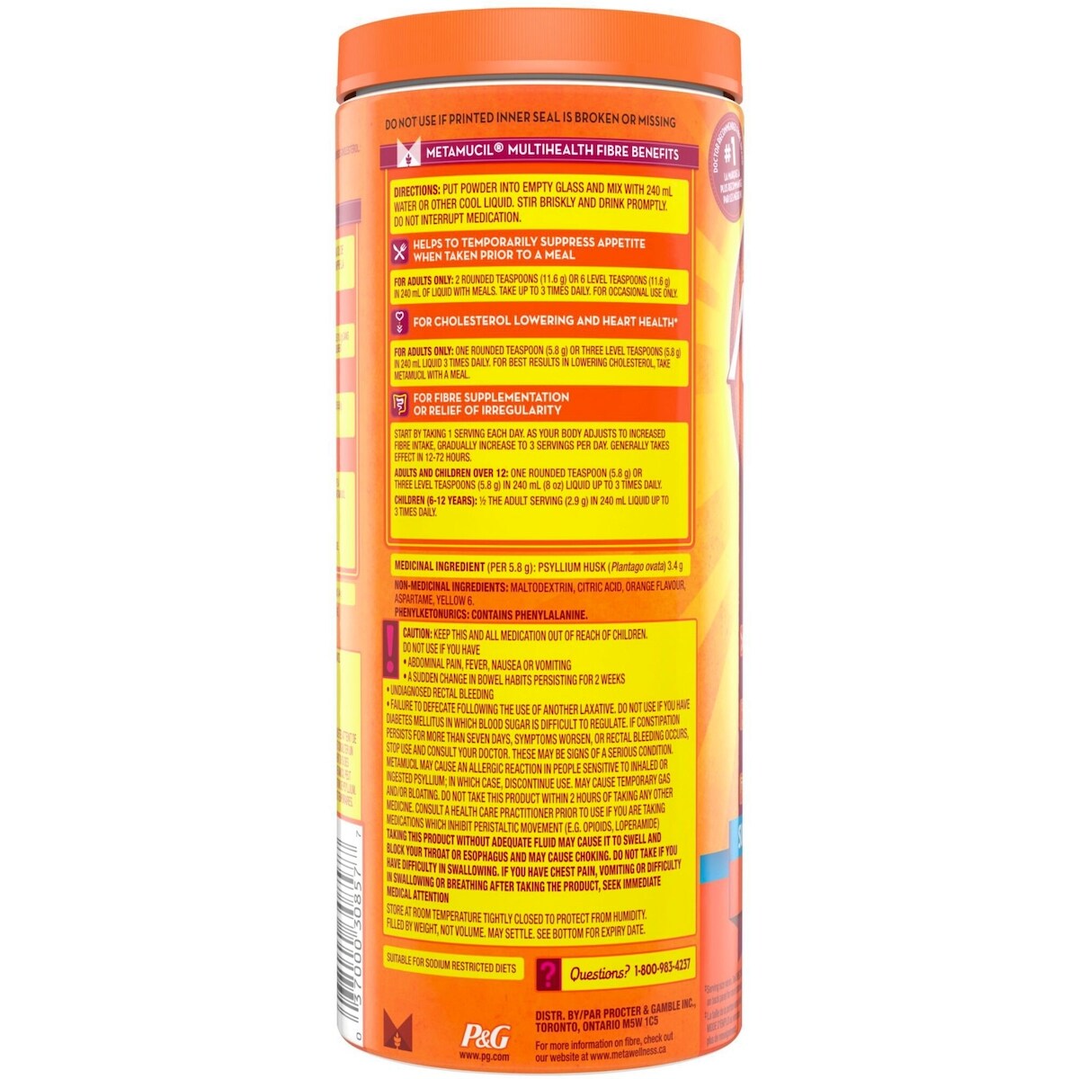 3 in 1 MultiHealth Fibre! Sugar-Free Fiber Suplement Powder, Orange