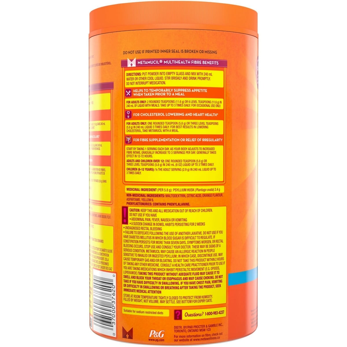 3 in 1 MultiHealth Fibre! Sugar-Free Fiber Suplement Powder, Orange