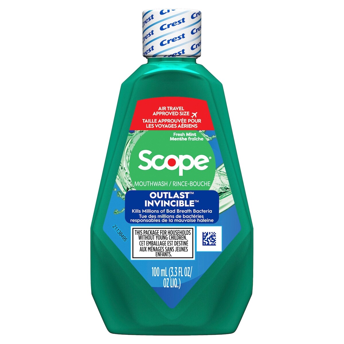 Crest Scope Outlast Mouthwash, Fresh Mint, 100mL