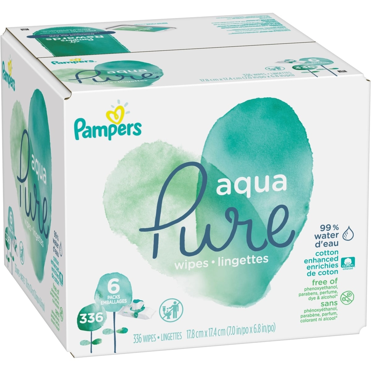 Pampers Aqua Pure Étuis Souples De Lingettes Pour Bébés 6x 1/336