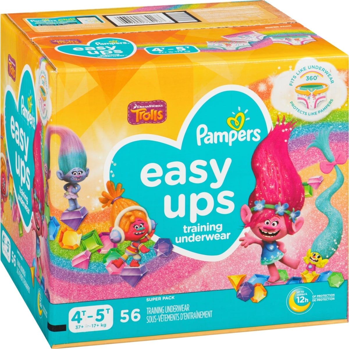 Sous-vêtements d’entraînement Pampers Easy Ups, taille 6 4T/5T, filles, 56 sous-vêtements