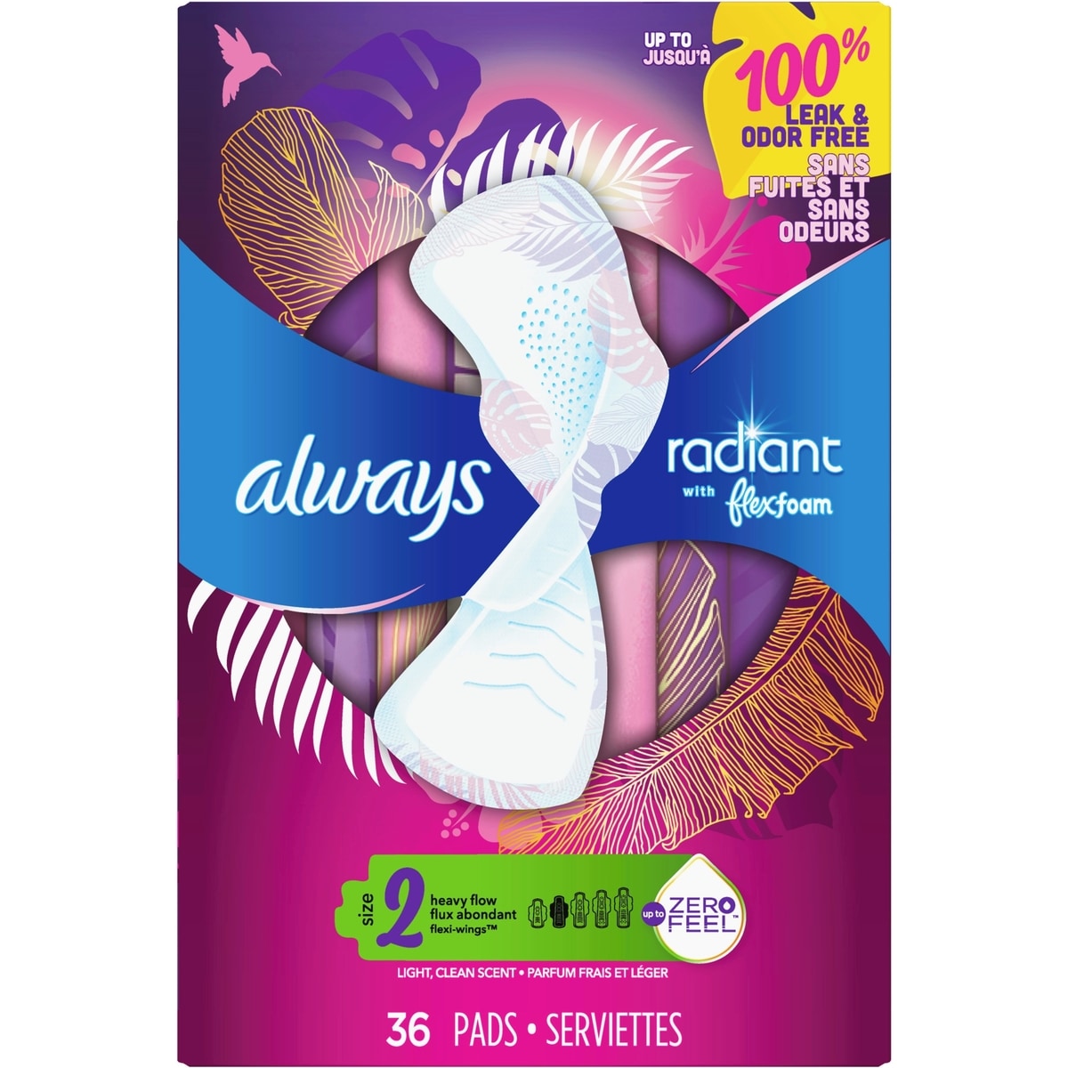 Serviettes Radiant FlexFoam, taille 2, degré d’absorption flux abondant, avec ailes