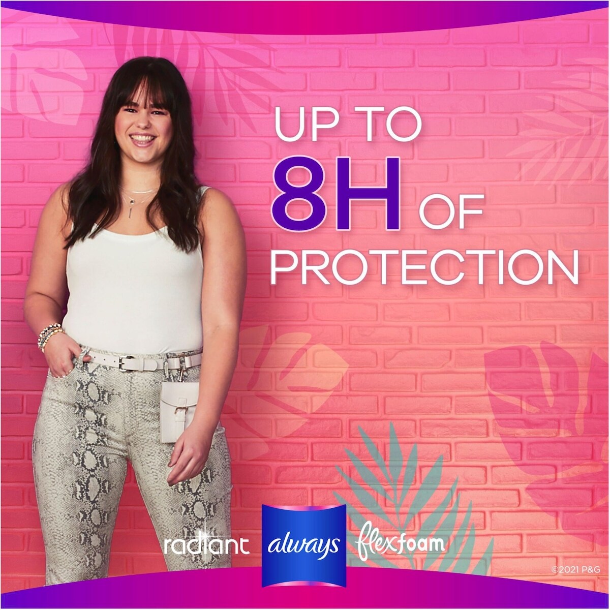 Serviettes Always Radiant FlexFoam ado, degré d’absorption régulier, protection sans fuites ni odeurs à 100 %, avec ailes, np, 28 u