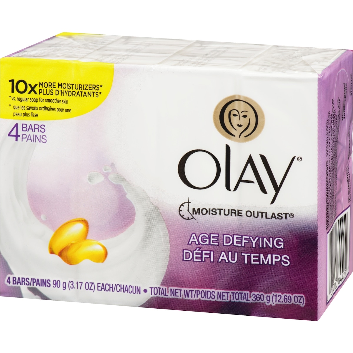 Pain de beauté Olay Moisture Outlast Défi au temps, 90 g, 4 unités