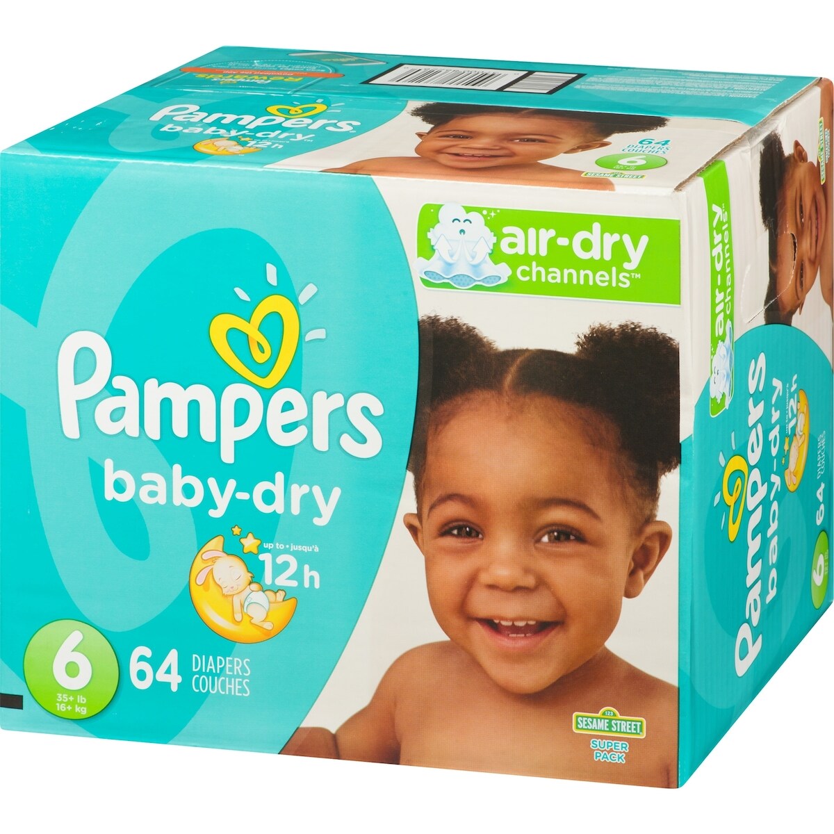 Couches Pampers Baby-Dry, taille 6, 64 couches