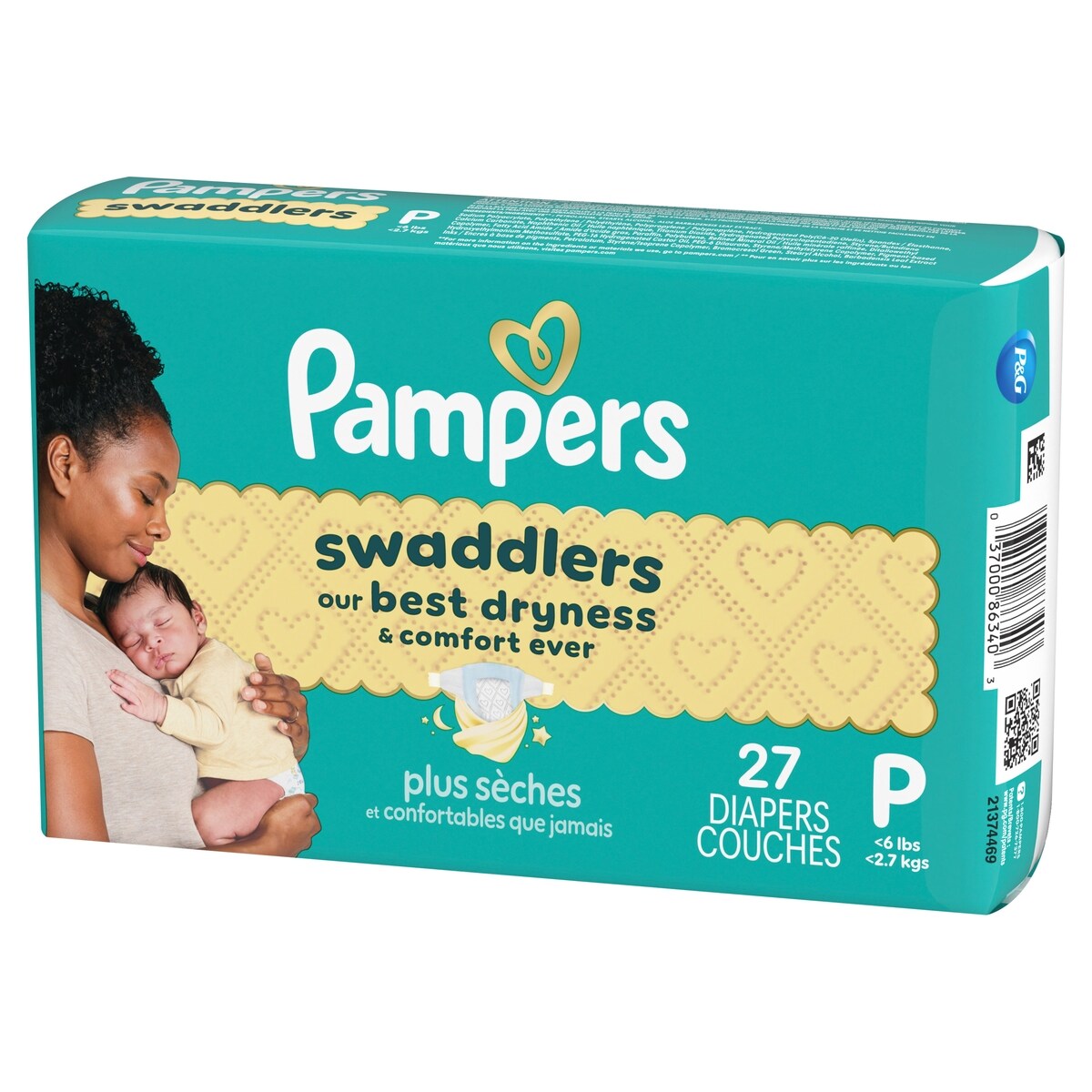 Couches pour prématurés Pampers Swaddlers, taille P-1, 27 couches