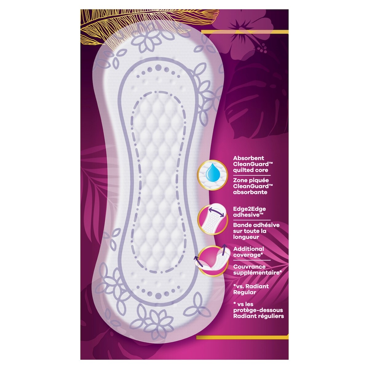 Protège-dessous quotidiens Always Radiant longs, non parfumés, protection jusqu’à 100 % sans odeurs, 46 protège-dessous