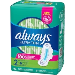 Ultra Thin Pads Size 2 Long Absorbency Unscented with Wings, 42 Count 1