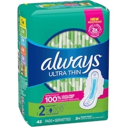 Ultra Thin Pads Size 2 Long Absorbency Unscented with Wings, 42 Count 2