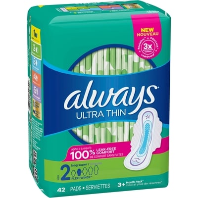 Ultra Thin Pads Size 2 Long Absorbency Unscented with Wings, 42 Count 2