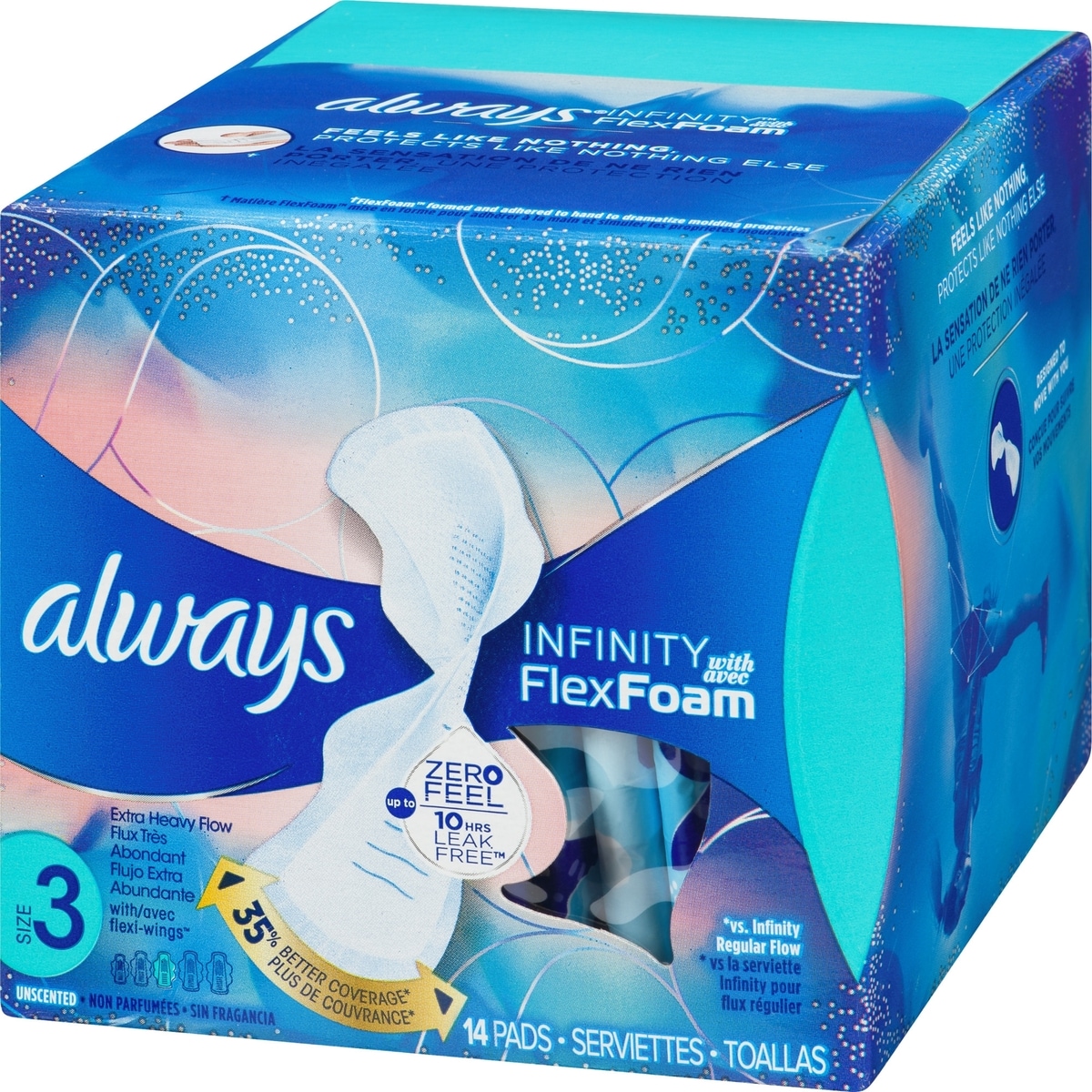 Always Always Infinity FlexFoam Pads for Women, Size 3, Extra