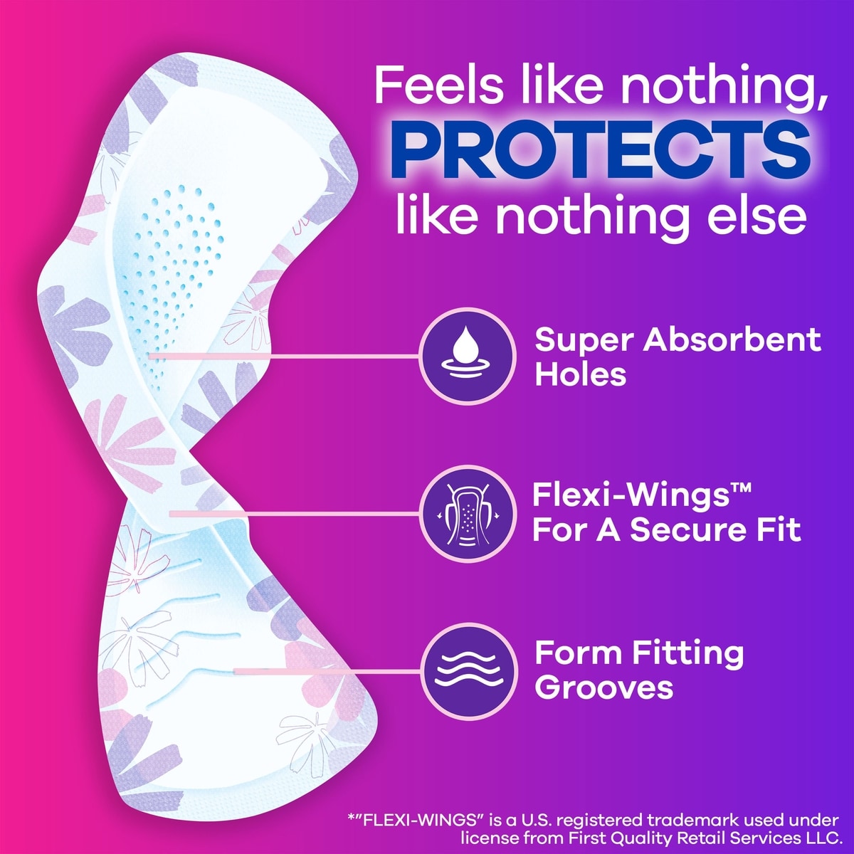Radiant FlexFoam Pads for Women Size 1, Regular Absorbency, 100% Leak & Odor Free Protection is possible, with Wings, Scented, 30 Count