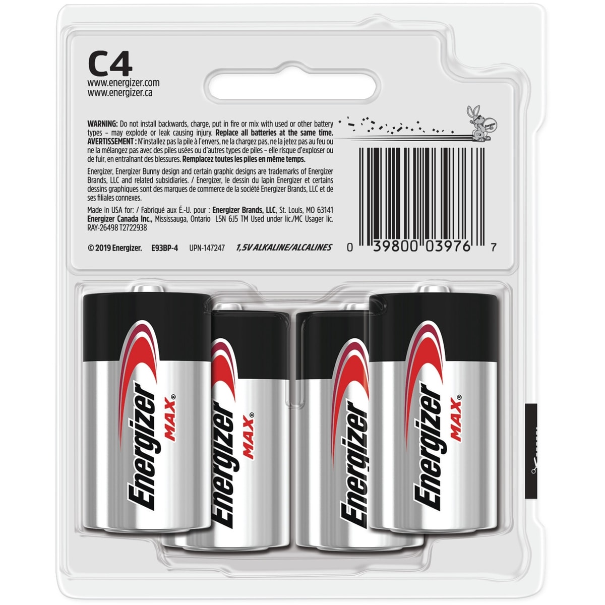 Piles alcalines C Energizer MAX