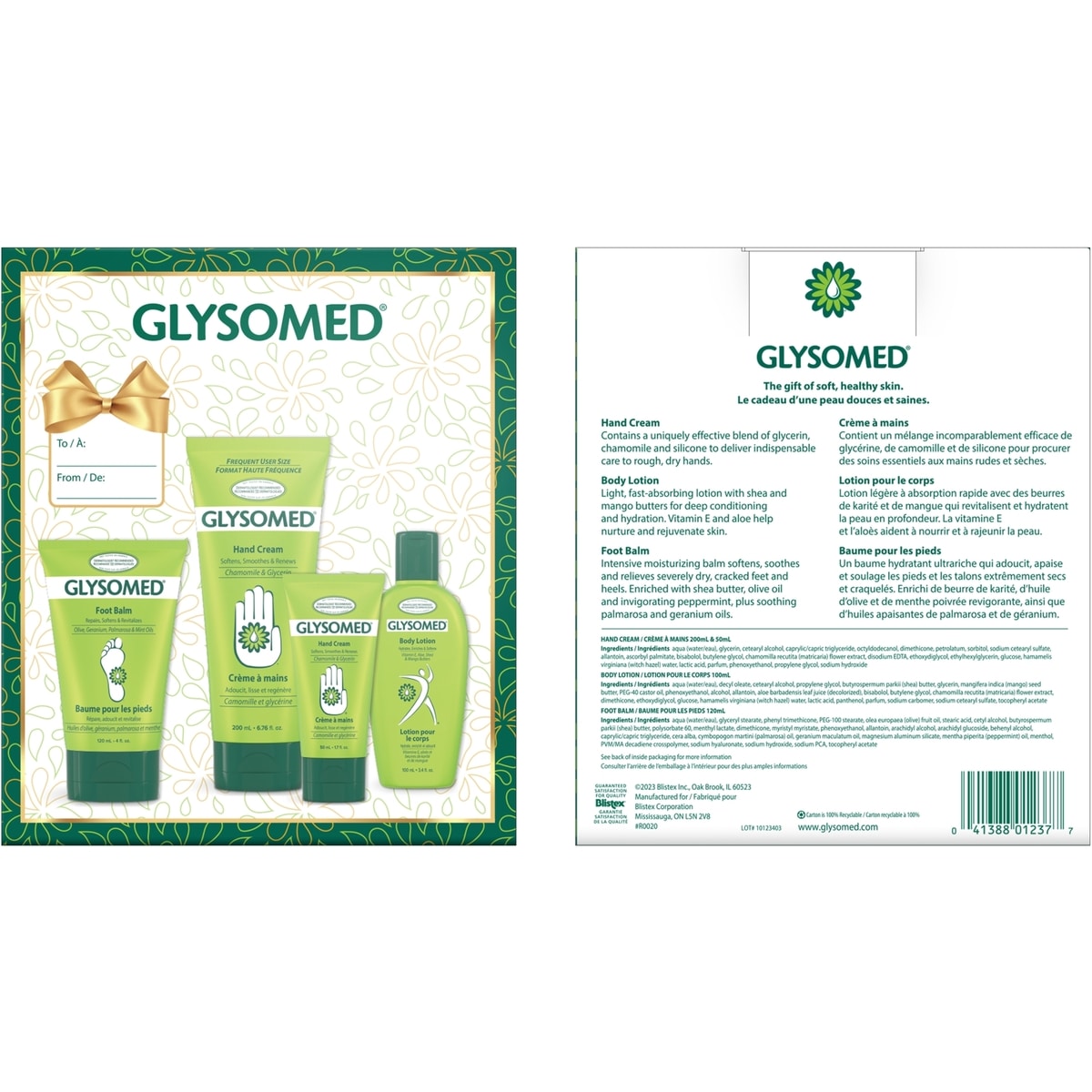 Glysomed Gift Set 200mL Hand Cream, 50ml Hand Cream, 100mL Body Lotion and 120ml Foot Balm