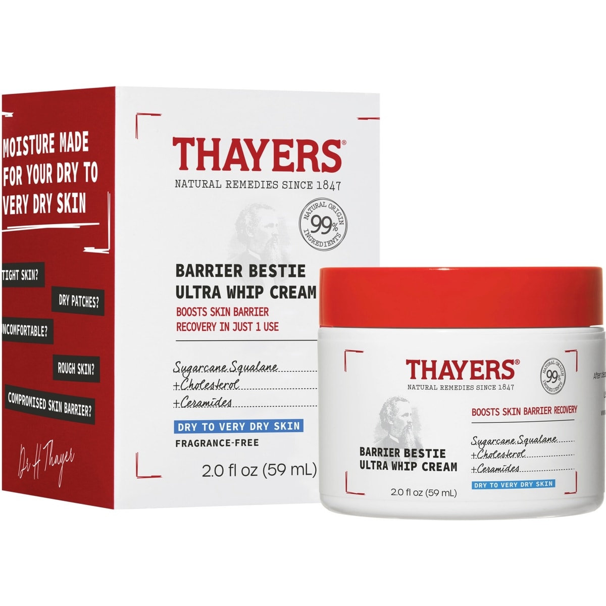 Barrier Bestie Ultra Whip Face Cream, crème hydratante à base de squalane de canne à sucre et de céramides