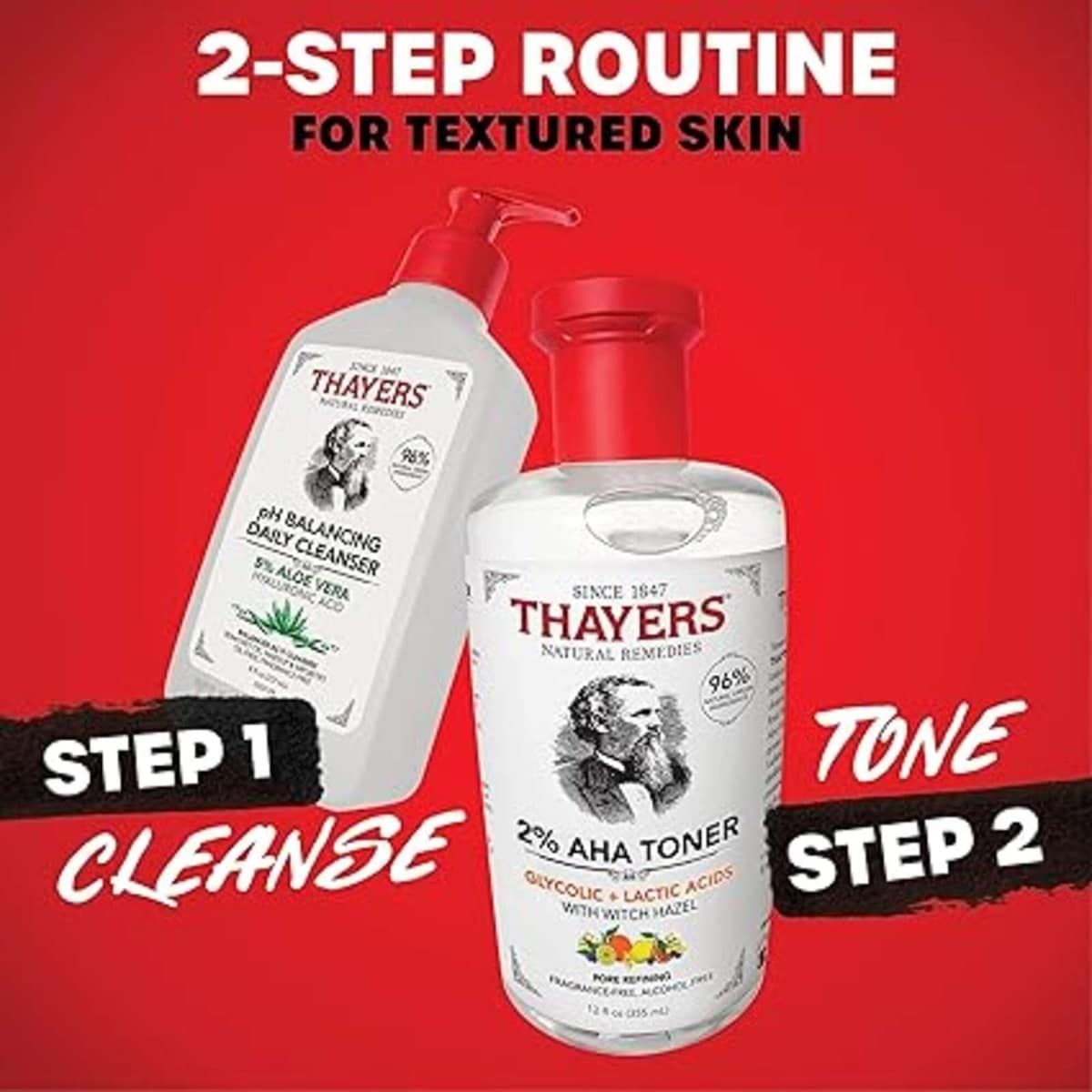 Tonique exfoliant 2% AHA avec acide glycolique, acide lactique et hamamélis, lissant et affinant les pores