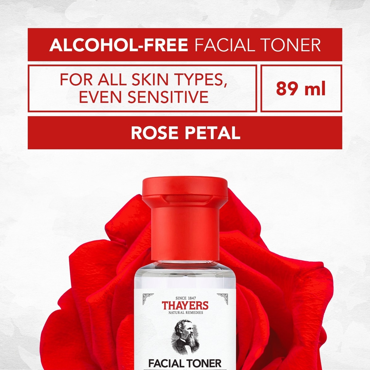 Rose Petal Alcohol-Free Witch Hazel Face Toner with Aloe Vera, Travel Size