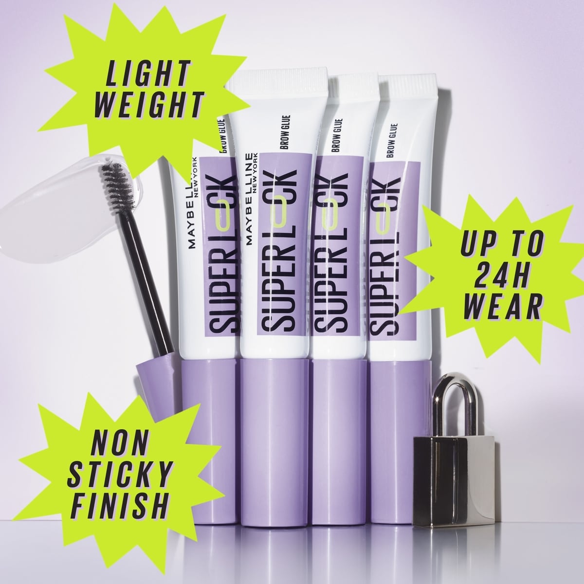 Colle à sourcils Super Lock de Maybelline, gel à sourcils transparent, tenue de 24 heures