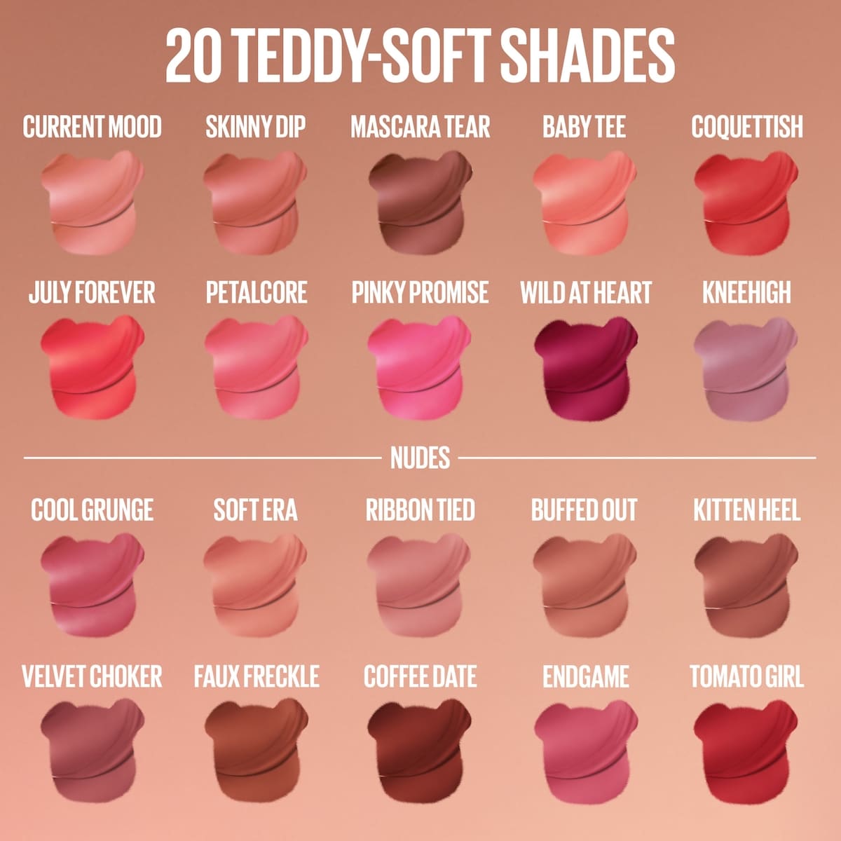 Teddy Tint Nudes Soft Lip Tint, Sheer, Blurred Matte Finish