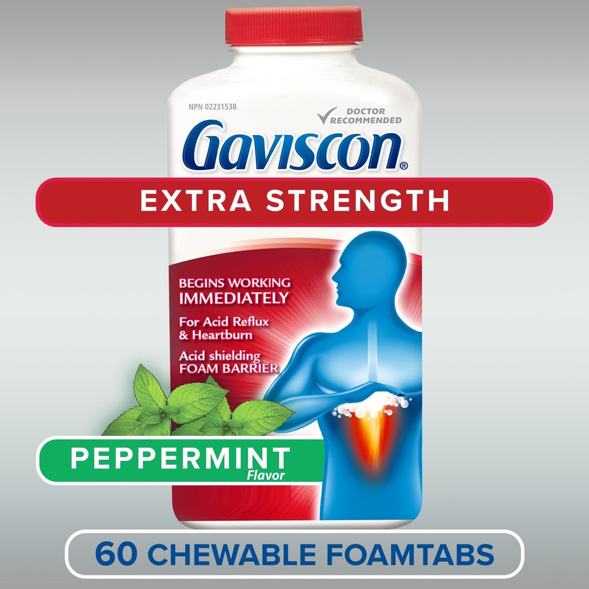 Gaviscon Extra Strength Chewable Foamtabs Peppermint with Cooling Action