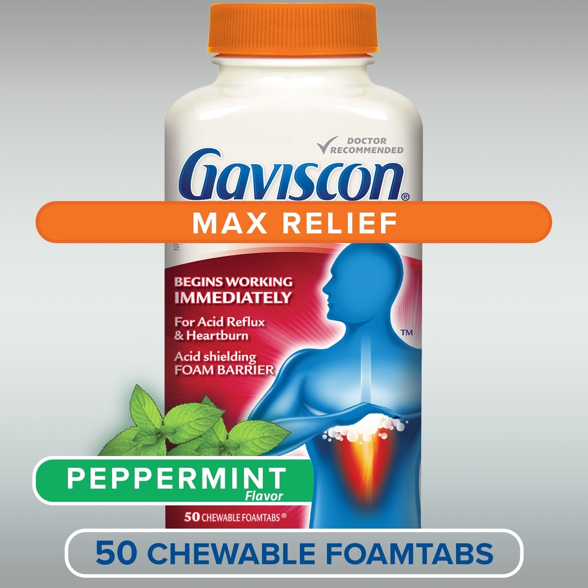 Gaviscon Max Relief Chewable Foamtabs Peppermint with Cooling Action