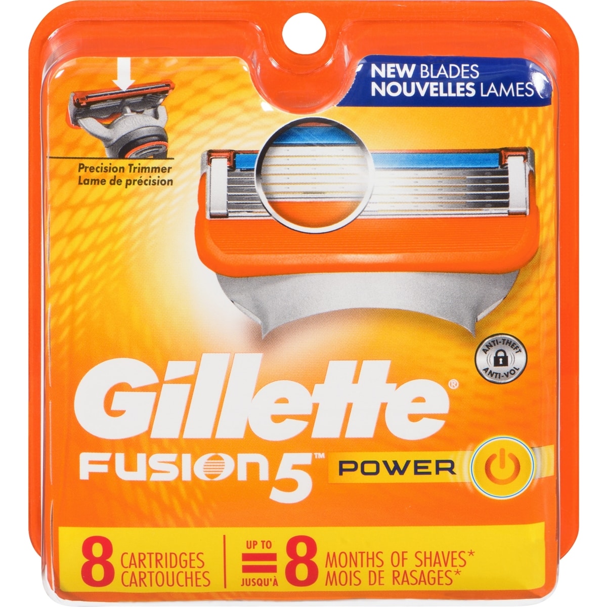 Cartouches de rechange de rasoir Gillette Fusion5 Power pour hommes, cartouches de rasoir, bande lubrifiante, lame de précision
