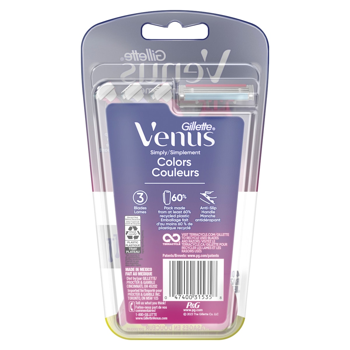 Rasoirs jetables pour femmes Gillette Venus Simply3, paquet de 4