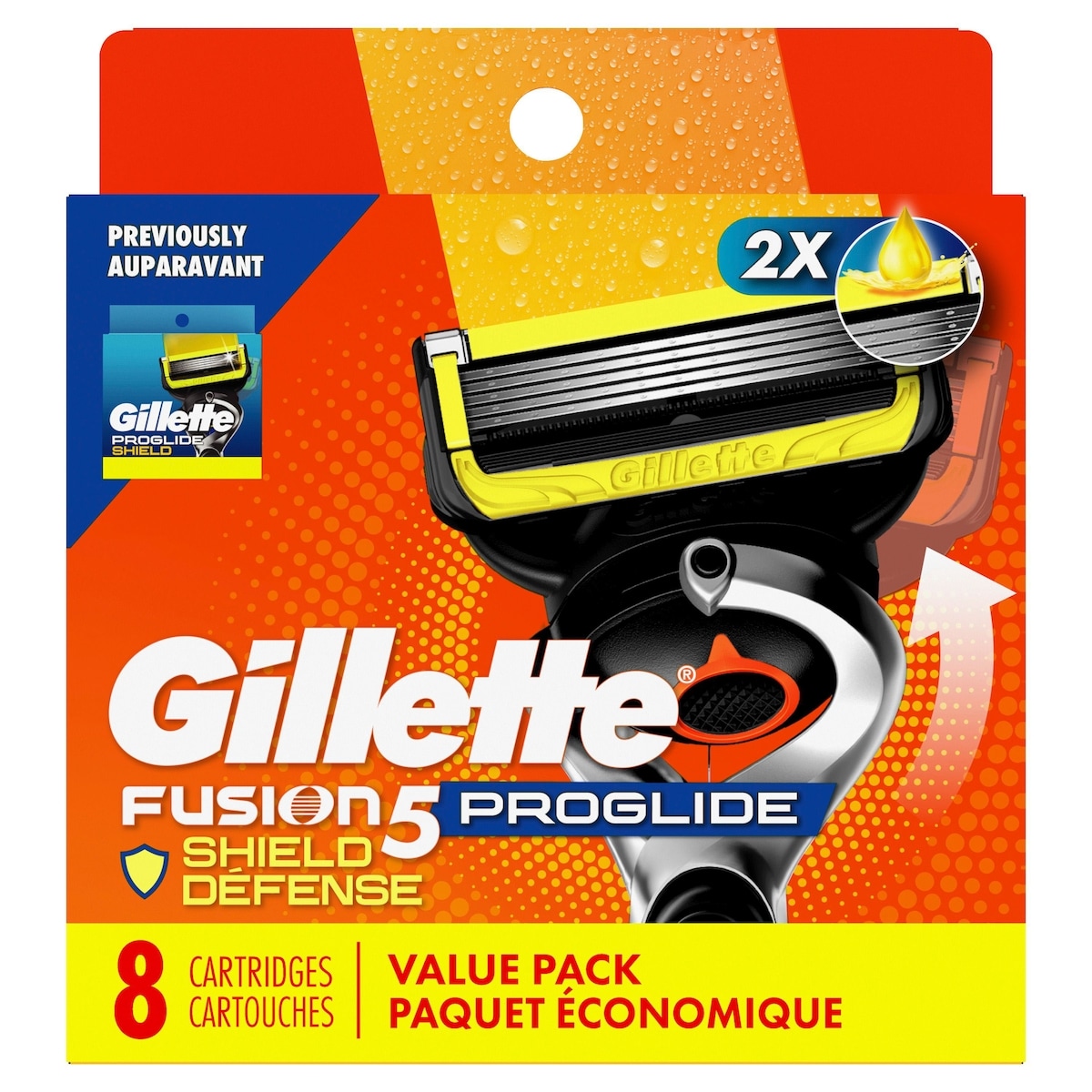 Cartouches de rechange de rasoir Gillette Fusion5ProGlide Défense pour hommes, cartouches de rechange de rasoir pour manche de rasoir Flex-pivot, 2x plus de lubrification