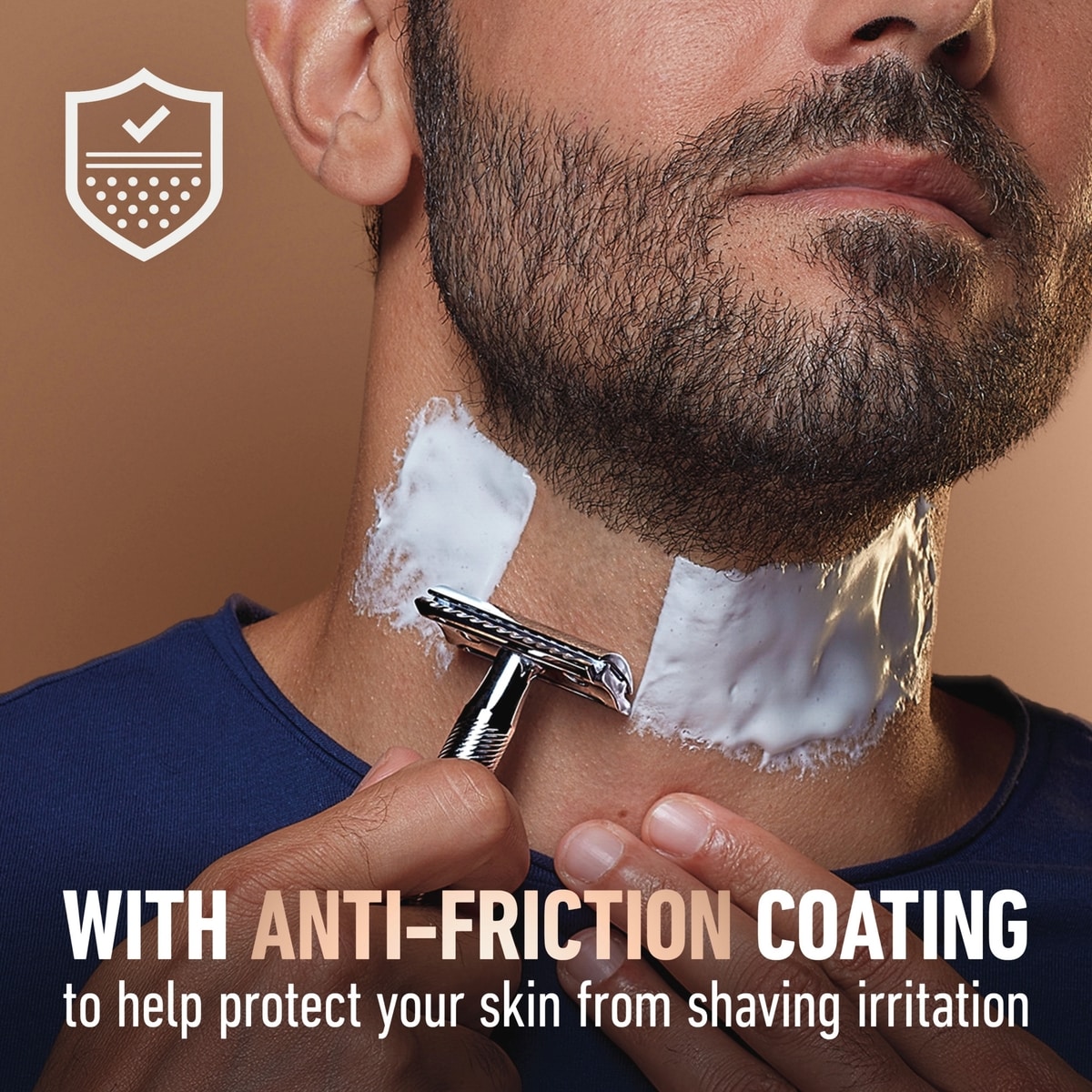 Manche de rasoir de sûreté à double tranchant King C. Gillette et 5 lames en acier inoxydable avec revêtement antifriction