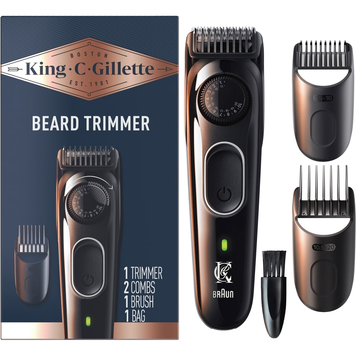 Gillette King C. Gillette Beard Trimmer with with precision wheel with 40 beard length settings suitable for all beard types 1 EA