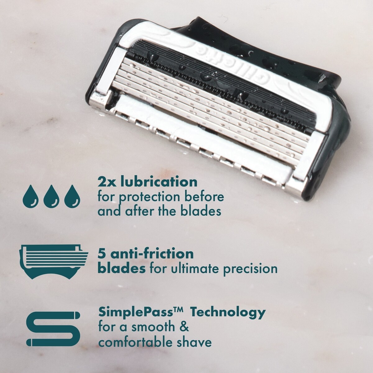 Gillette Intimate Pubic Hair Razor Cartridges, 4 Razor Blade Refills, Gentle and Easy to Use, Dermatologist Tested, With 2x Lubrication