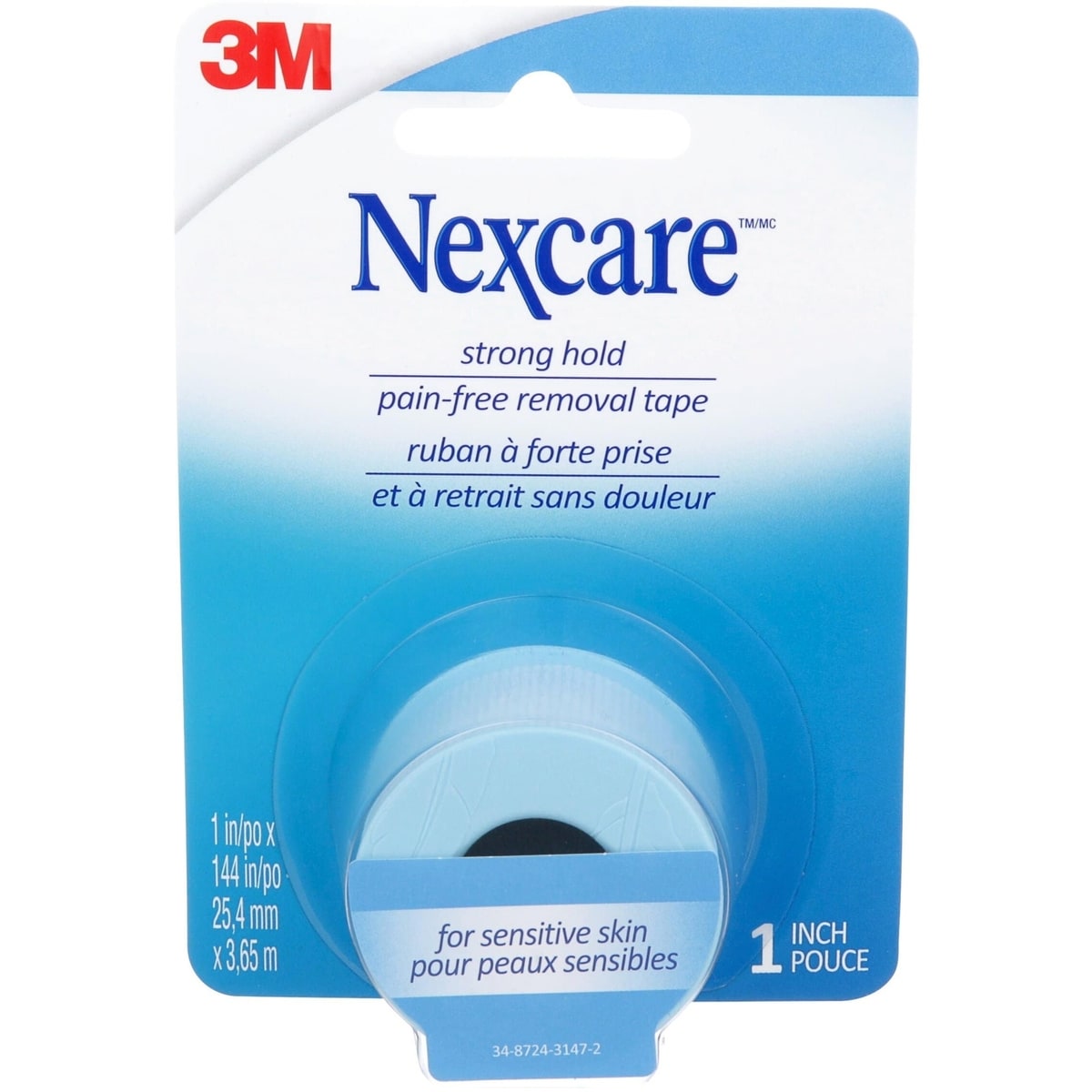 Ruban à retrait sans douleur à forte prise SST-1-CA Nexcare(MC), 25,4 mm x 3,7 m (1 po x 4 v), 1/paquet