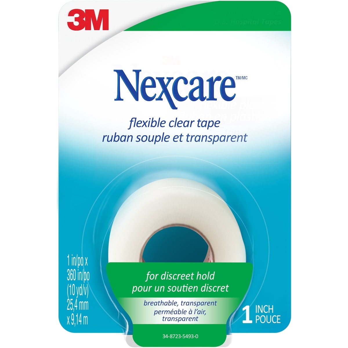Nexcare Nexcare™ Flexible Clear First Aid Tape, 1 in x 10 yds, 1 roll 1 ea