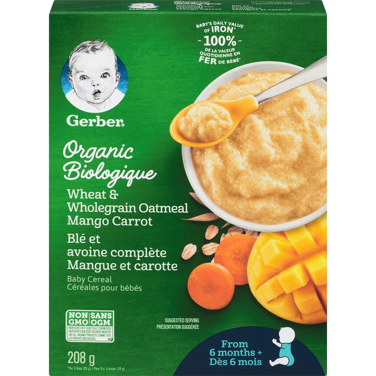 GERBER ORGANIC CEREAL MNGO CRT